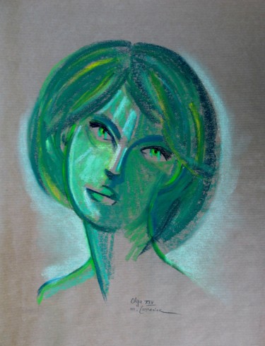 Dessin intitulée "Olga. Etude XXV" par Michel Castanier, Œuvre d'art originale, Pastel