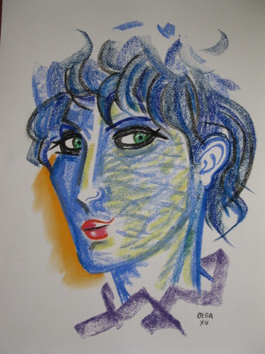 Zeichnungen mit dem Titel "Olga XV" von Michel Castanier, Original-Kunstwerk, Pastell