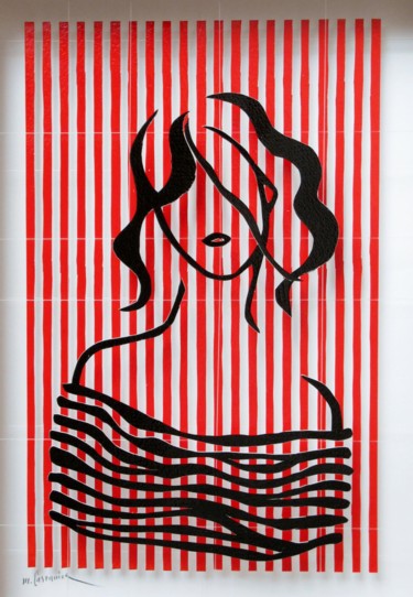 Malerei mit dem Titel "Buste féminin" von Michel Castanier, Original-Kunstwerk, Acryl