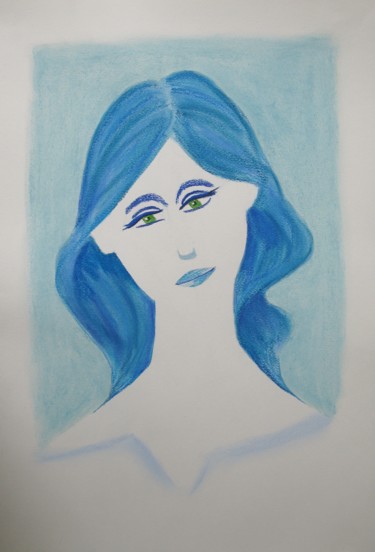Zeichnungen mit dem Titel "Portrait de femme" von Michel Castanier, Original-Kunstwerk, Pastell