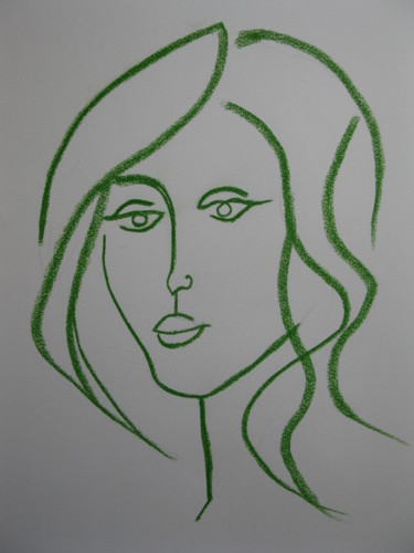 Drawing titled "Jeune fille.Portrait" by Michel Castanier, Original Artwork, Pastel