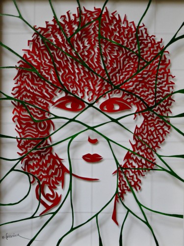 Peinture intitulée "Portrait rouge" par Michel Castanier, Œuvre d'art originale, Acrylique