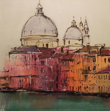 Peinture intitulée "Venise, Canal Grande" par Michel Castel, Œuvre d'art originale, Acrylique