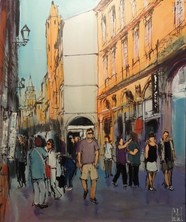 Peinture intitulée "Toulouse, rue du Ta…" par Michel Castel, Œuvre d'art originale, Acrylique