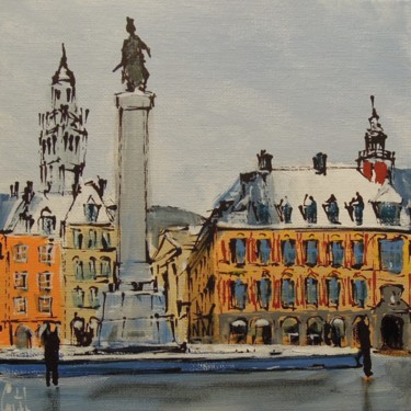 绘画 标题为“Lille, Grand Place” 由Michel Castel, 原创艺术品, 丙烯