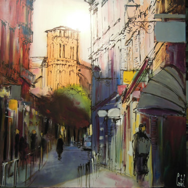 Painting titled "Toulouse, rue des A…" by Michel Castel, Original Artwork, Oil