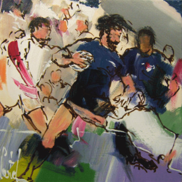 Painting titled "Rugby n°1" by Michel Castel, Original Artwork, Acrylic