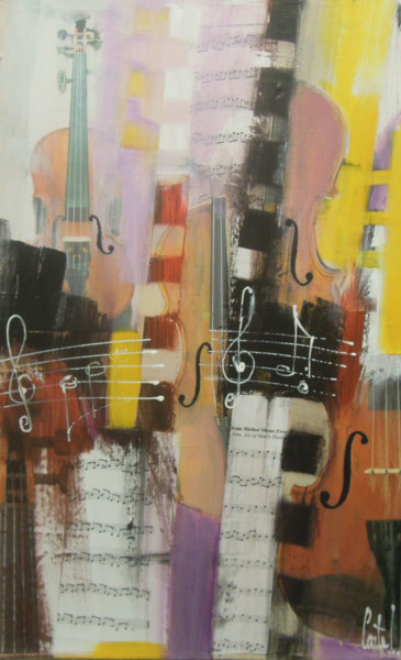 Pittura intitolato "Violini" da Michel Castel, Opera d'arte originale, Altro