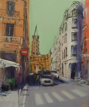 Schilderij getiteld "Toulouse, Rue St Be…" door Michel Castel, Origineel Kunstwerk, Acryl