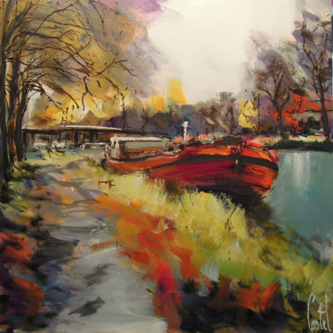 Painting titled "Toulouse, Canal du…" by Michel Castel, Original Artwork, Acrylic