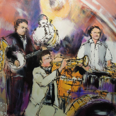 Painting titled "Jazz Band n°1" by Michel Castel, Original Artwork, Acrylic