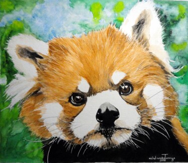 Pintura titulada "PANDA  ROUX  GROGNON" por Michel Cendra-Terrassa, Obra de arte original, Acuarela