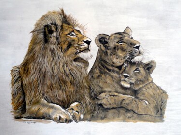 Painting titled "THE  ROYAL FAMILY" by Michel Cendra-Terrassa, Original Artwork, Watercolor