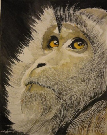 Peinture intitulée "MACAQUE 1" par Michel Cendra-Terrassa, Œuvre d'art originale