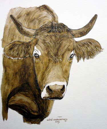 Painting titled "VACHE 1" by Michel Cendra-Terrassa, Original Artwork