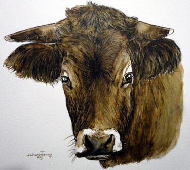 Painting titled "VACHE 4" by Michel Cendra-Terrassa, Original Artwork