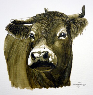 Painting titled "VACHE 5" by Michel Cendra-Terrassa, Original Artwork