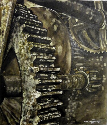 Peinture intitulée "LA  VIEILLE  MACHINE" par Michel Cendra-Terrassa, Œuvre d'art originale, Aquarelle