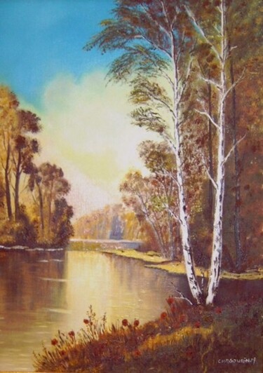 Peinture intitulée "Lac" par Michel Chagourin, Œuvre d'art originale