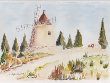 Peinture intitulée "Moulin de Daudet" par Michel Chagourin, Œuvre d'art originale