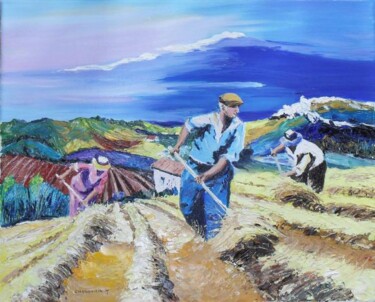 Peinture intitulée "travaux des champs" par Michel Chagourin, Œuvre d'art originale