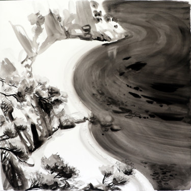 Méditerranée, la plage de la crique, le sud. Pintura titulada "Méditerranée, la pl…" por Michel Charrier, Obra de arte original, Témpera Montado en Bastidor standard