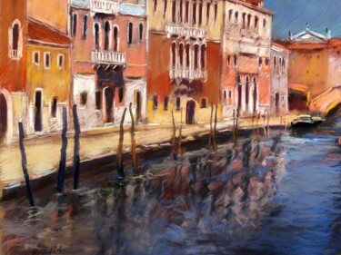 Dibujo titulada "petit canal de Veni…" por Michel Colin, Obra de arte original, Pastel