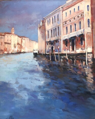 Painting titled "grand canal à Venise" by Michel Colin, Original Artwork, Oil