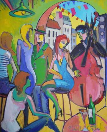 Painting titled "BOEUF AU CAFE" by Michel Corbel, Original Artwork, Oil