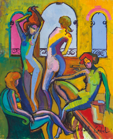 Painting titled "Les Vacances" by Michel Corbel, Original Artwork, Oil