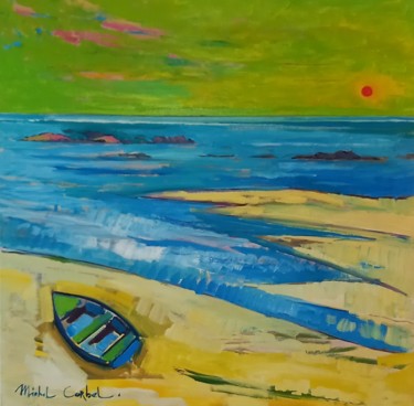 Painting titled "La dune" by Michel Corbel, Original Artwork, Oil