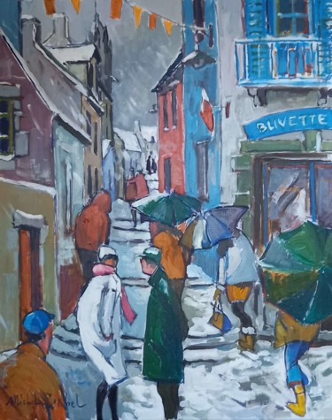 Pittura intitolato "La Rue Haute sous l…" da Michel Corbel, Opera d'arte originale, Olio