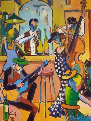 Painting titled "Flamenco Jazz" by Michel Corbel, Original Artwork, Oil