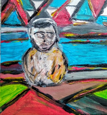 Peinture intitulée "Au bord de la riviè…" par Tomy, Œuvre d'art originale, Acrylique