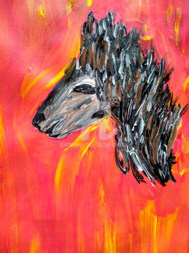 Painting titled "Le Cheval" by Tomy, Original Artwork, Acrylic