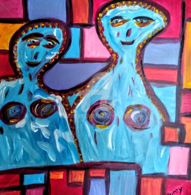 Pittura intitolato "Les androgynes" da Tomy, Opera d'arte originale, Acrilico