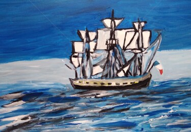 Peinture intitulée "Naviguons" par Tomy, Œuvre d'art originale, Acrylique