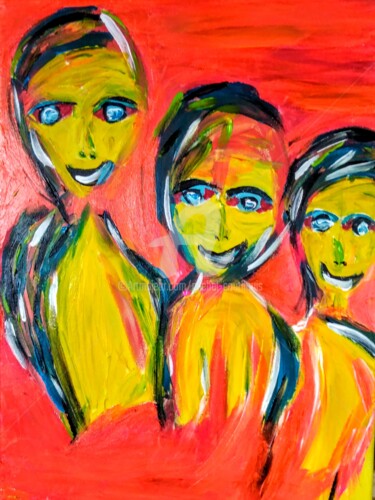 Malerei mit dem Titel "Les trois sœurs" von Tomy, Original-Kunstwerk, Acryl