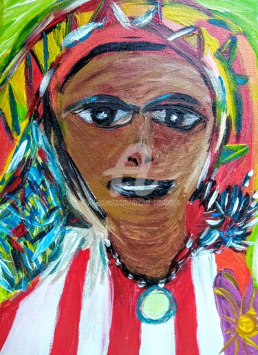 Painting titled "Jeune femme" by Tomy, Original Artwork, Acrylic