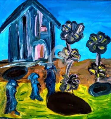 Peinture intitulée "La maison habitée" par Tomy, Œuvre d'art originale, Huile