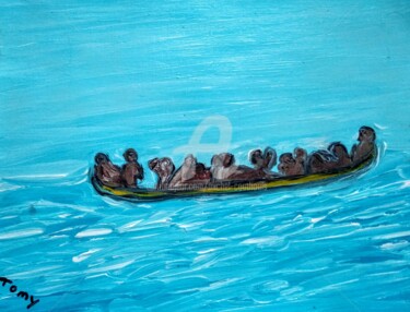 Peinture intitulée "Embarcation" par Tomy, Œuvre d'art originale, Huile