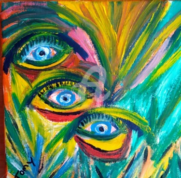 Peinture intitulée "Le troisième oeil" par Tomy, Œuvre d'art originale, Huile
