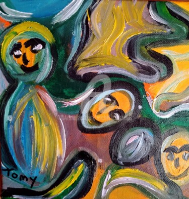 Peinture intitulée "jeux" par Tomy, Œuvre d'art originale, Huile