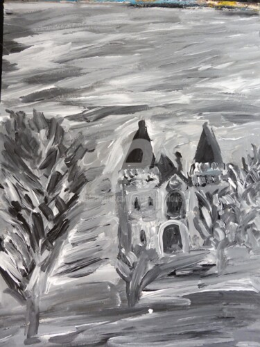 Malerei mit dem Titel "Le Chateau" von Tomy, Original-Kunstwerk, Acryl