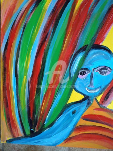 Painting titled "Le daufin" by Tomy, Original Artwork, Acrylic Mounted on Wood Stretcher frame