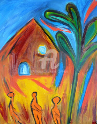 Peinture intitulée "La maisonnée" par Tomy, Œuvre d'art originale, Huile