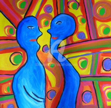 Painting titled "Confrontation" by Tomy, Original Artwork, Acrylic Mounted on Wood Stretcher frame