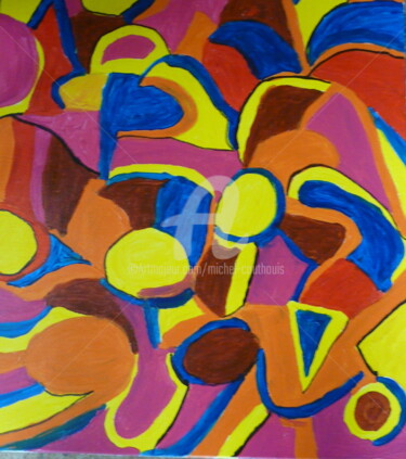 Картина под названием "Nuages" - Tomy, Подлинное произведение искусства, Акрил Установлен на Деревянная рама для носилок