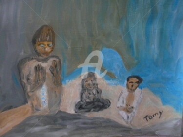 Peinture intitulée "Les migrants" par Tomy, Œuvre d'art originale, Huile