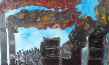 Pittura intitolato "Polution" da Tomy, Opera d'arte originale, Olio